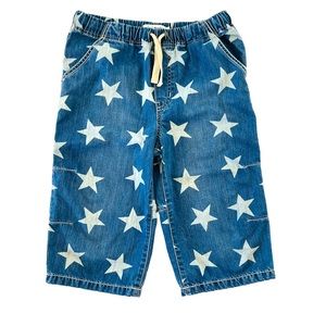 Mini Boden: Denim, Star pattern, Board shorts, EUC.